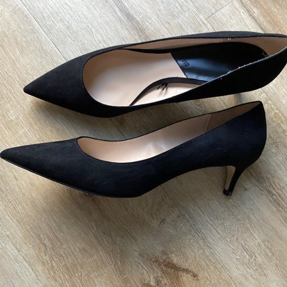 Mango Black Suede Kitten Heel 10 NIB - Picture 4 of 8